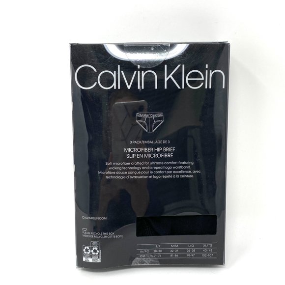 Calvin Klein Microfiber 3 Pack Hip Briefs Black Men's Underwear NP22110001 - Picture 9 of 13